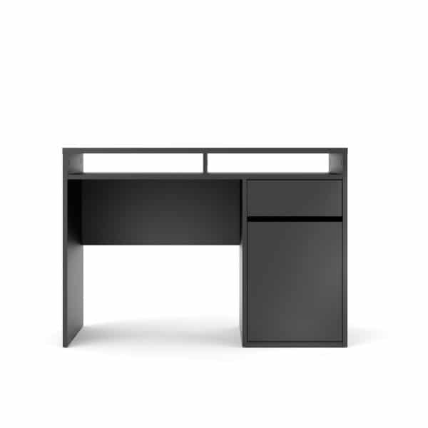 TVILUM Function Plus skrivebord - mat sort træ, m. 1 låge og 1 skuffe