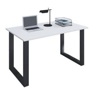 Lona U-feet skrivebord - hvid træ og sort metal (110x80)
