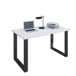 Lona U-feet skrivebord - hvid træ og sort metal (110x50)