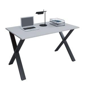 Lona X-feet skrivebord - grå træ og sort metal (140x80)