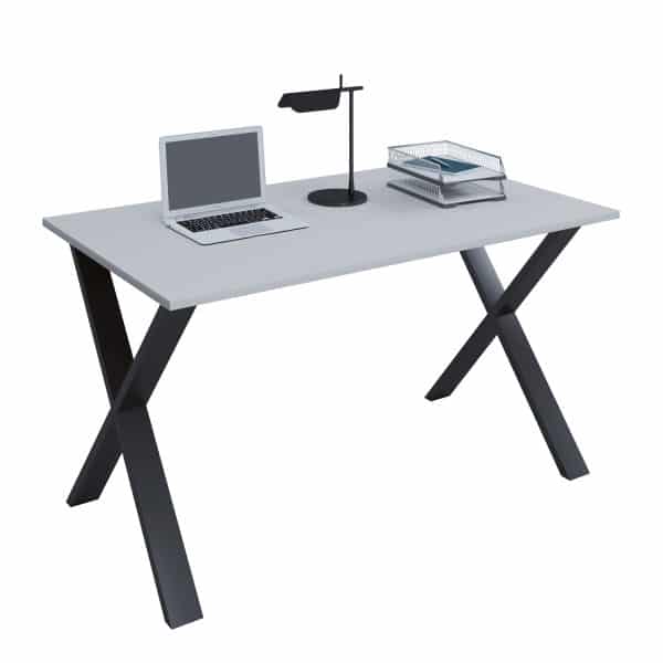 Lona X-feet skrivebord - grå træ og sort metal (140x80)