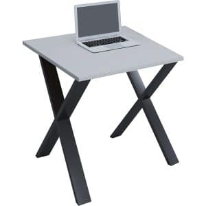 Lona X-feet skrivebord - grå træ og sort metal (80x80)