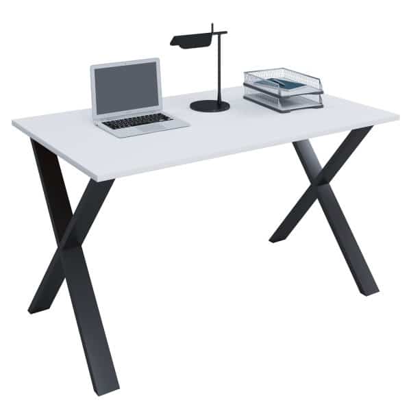 Lona X-feet skrivebord - hvid træ og sort metal (140x80)