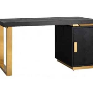 Blackbone skrivebord i egetræ og stål B150 cm - Sort/Guld