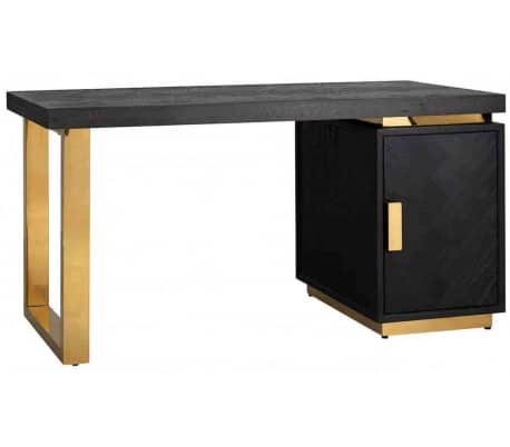 Blackbone skrivebord i egetræ og stål B150 cm - Sort/Guld
