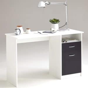 FMD skrivebord med 1 skuffe 123 x 50 x 76,5 cm hvid og sort 3004-001