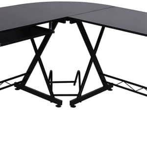 L-Formet skrivebord med glidende tastatur, 150 X 138 X 75 cm, sort