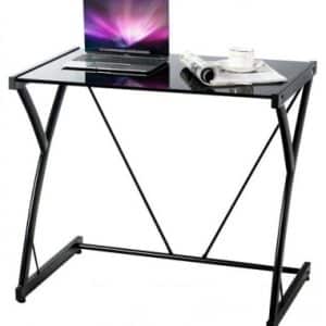 Skrivebord i metal og glas H70,5 x B80 x D50 cm - Sort