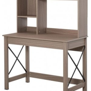 Skrivebord i metal og møbelplade 105 x 50 cm - Sort/Brun natur