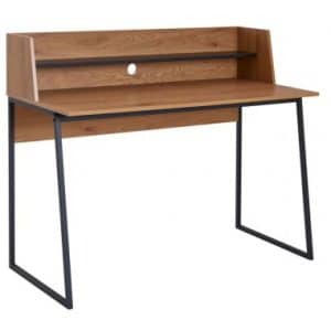 Skrivebord i metal og møbelplade 120 x 60 cm - Sort/Eg