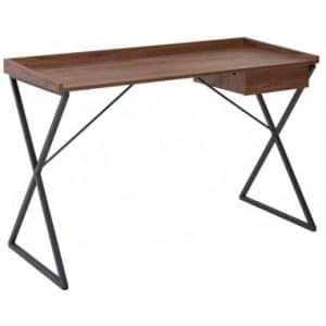 Skrivebord i metal og møbelplade 123 x 55 cm - Sort/Brun