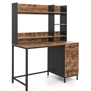 Skrivebord i metal og møbelplade H75 - 152 x B120 cm - Sort/Brun