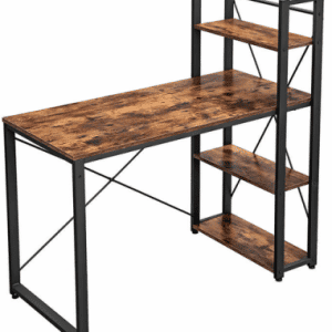 Skrivebord i metal og møbelplade H76 - 120 x B120 x D60 cm - Sort/Brun