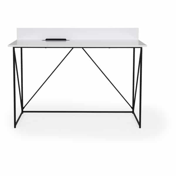 TENZO Tell skrivebord, m. plads til tablet - hvid MDF og sort metal (120x48)