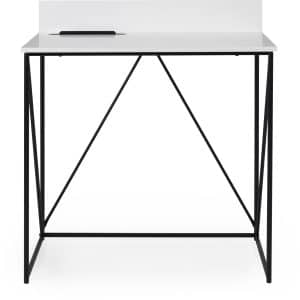 TENZO Tell skrivebord, m. plads til tablet - hvid MDF og sort metal (80x48)