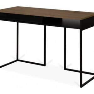 TemaHome City skrivebord i metal og finér 130 x 50 cm - Mat sort/Valnød