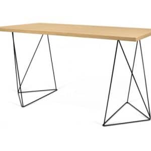 TemaHome Flow skrivebord i metal og finér 140 x 75 cm - Sort/Eg