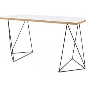 TemaHome Flow skrivebord i metal og finér 140 x 75 cm - Sort/Hvid