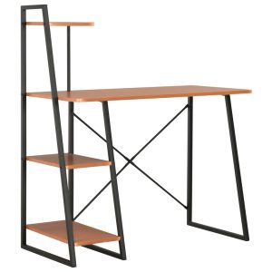 vidaXL skrivebord med hylder 102 x 50 x 117 cm sort og brun