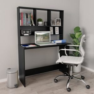vidaXL skrivebord med hylder 110 x 45 x 157 cm spånplade sort