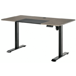 Hæve-/Sænke skrivebord i aluminium og møbelplade 140 x 70 cm - Sort/Mørkebrun