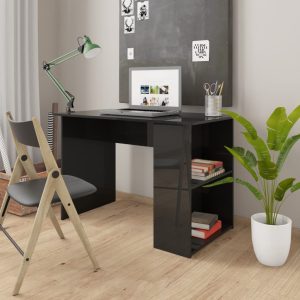 vidaXL skrivebord 110 x 60 x 73 cm spånplade sort højglans