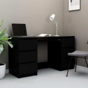 vidaXL skrivebord 140x50x77 cm spånplade sort