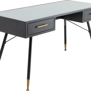 KARE DESIGN La Gomera skrivebord, m. 2 skuffer - klar glas og sort MDF/stål (140x60)