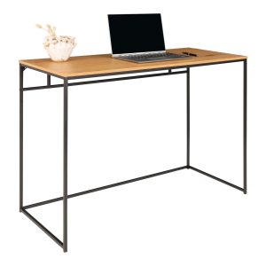 Vita Skrivebord - Skrivebord, egetræslook med sorte ben, 100x45x75 cm