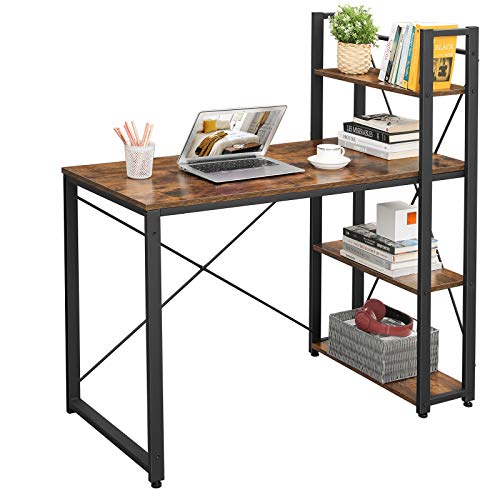 Computerbord, skrivebord med opbevaringshylder til Venstre eller højre, 120 cm