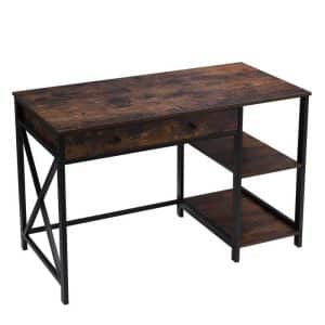 Skrivebord med skuffer i vintage-look, brun