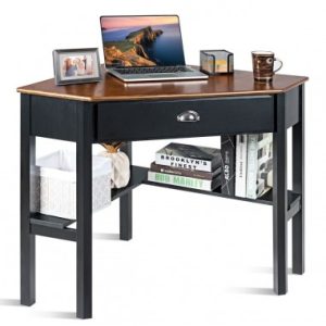 Hjørne skrivebord i MDF og møbelplade 75 x 75 cm - Sort/Brun