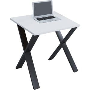 Lona X-feet skrivebord - hvid træ og sort metal (80x80)