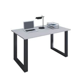 Lona U-feet skrivebord - grå træ og sort metal (80x50)