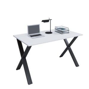 Lona X-feet skrivebord - hvid træ og sort metal (110x50)