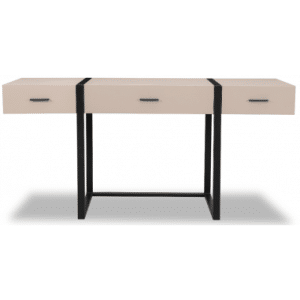 Almati skrivebord i stål og faux læder 160 x 55 cm - Sort/Beige