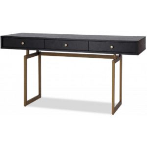Hamilton skrivebord i stål og asktræsfinér 150 x 55 cm - Sort/Antik messing