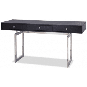 Hamilton skrivebord i stål og asktræsfinér 150 x 55 cm - Sort/Poleret stål