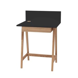 LUKA Asketræ Skrivebord 65x50cm med Skuffe / Sort