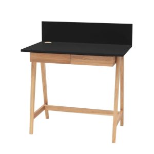 LUKA Asketræ Skrivebord 85x50cm med Skuffe Sort