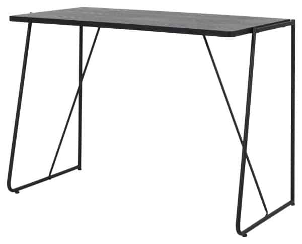 TENZO Work 1 skrivebord, rektangulær - sort askefinér og sort metal (100x55)