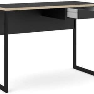 Prestige sort skrivebord 110 x 48 cm med 1 skuffe og metalstel.