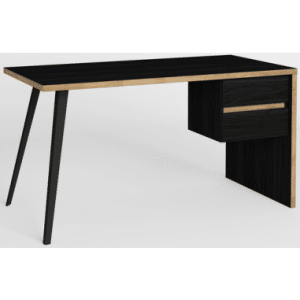 Rio skrivebord i metal og møbelplade B136,3 cm - Sort træeffekt/Natur