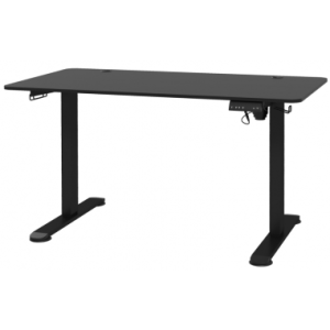 Hæve-/Sænke skrivebord i aluminium og møbelplade 140 x 70 cm - Sort/Sort