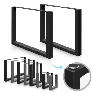 Bordstel - sort, 30x43 cm, fremstillet af stål, industrielt, til spisebord/sofabord/skrivebord, rektangulært, stabilt