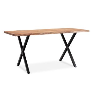 Skrivebord 120x60x76 cm, massivt træ / metal, X-ben i sort
