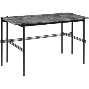 GUBI TS Skrivebord 120 x 60 cm med Sort Base og Grå Emperador Marmor Top