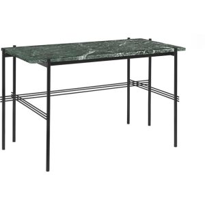 GUBI TS Skrivebord 120 x 60 cm med Sort Base og Grøn Guatemala Marmor Top