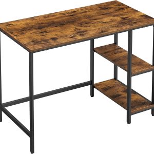 Skrivebord med 2 hylder på højre eller venstre side, Vintage Brun/Sort