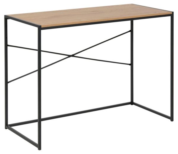ACT NORDIC Seaford skrivebord, rektangulær - natur vild eg ru papir og sort stål (100x45)